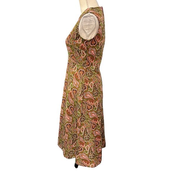 Vintage Dress Womens 12 60s 70s‎ Floral Paisley Mandarin Midi Hostess Housewife - Picture 2 of 8